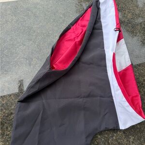 Gray and Red Hooded Cape